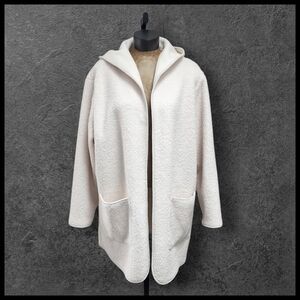 NWT Joie Borg Teddy Bear Sherpa Open Cardigan Jacket Hooded Ivory White M/L NEW